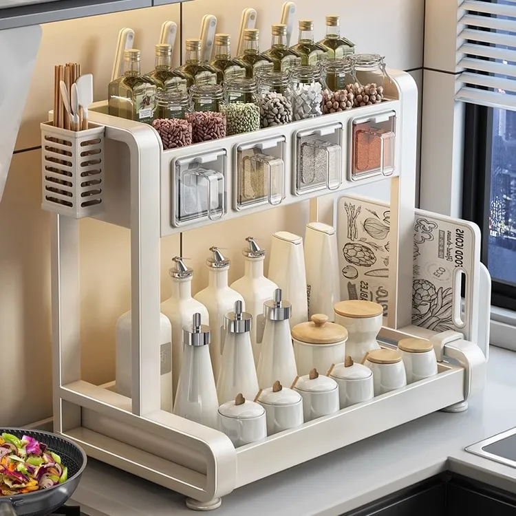 优勤厨房调料品置物架台面家用多功能组合盐油瓶罐调味盒收纳架子