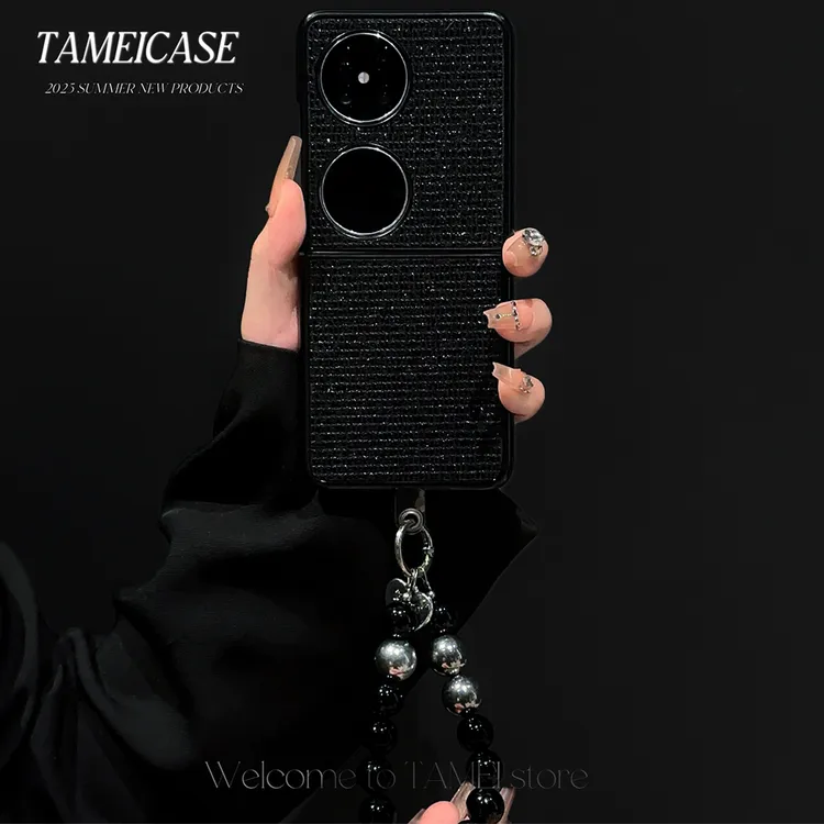 黑色闪钻适用华为pocket2折叠手机壳novaFlip华为PocketS保护壳