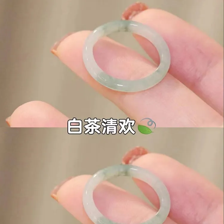 非金属玻璃戒指 非金属玻璃戒指新款白茶清欢琉璃指环小红书同款