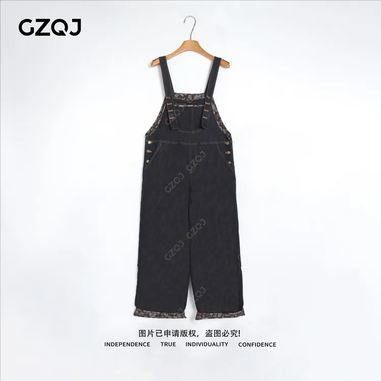老琴私服【出街背带裤】琥珀流光风时尚可调节牛仔背带裤子秋69038
