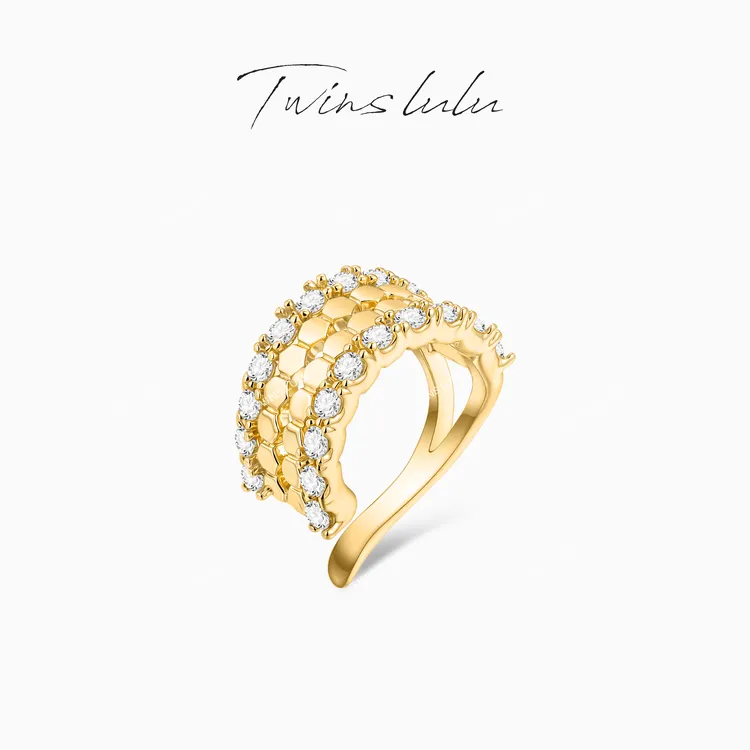 TWINS LULU 【蜂巢】新年款爆款高级轻奢蜂巢金色耳骨夹TSL2995