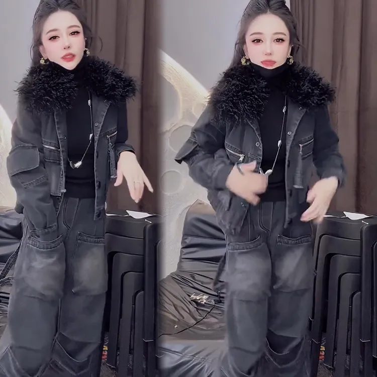 2025秋冬新款时尚显瘦气质网红高档套装女高级百搭宽松大码两件套