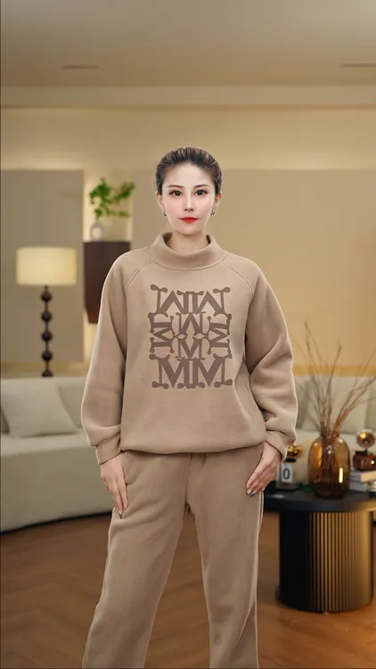 2025新款韩版印花卫衣双面奥利绒女式时尚保暖卫衣