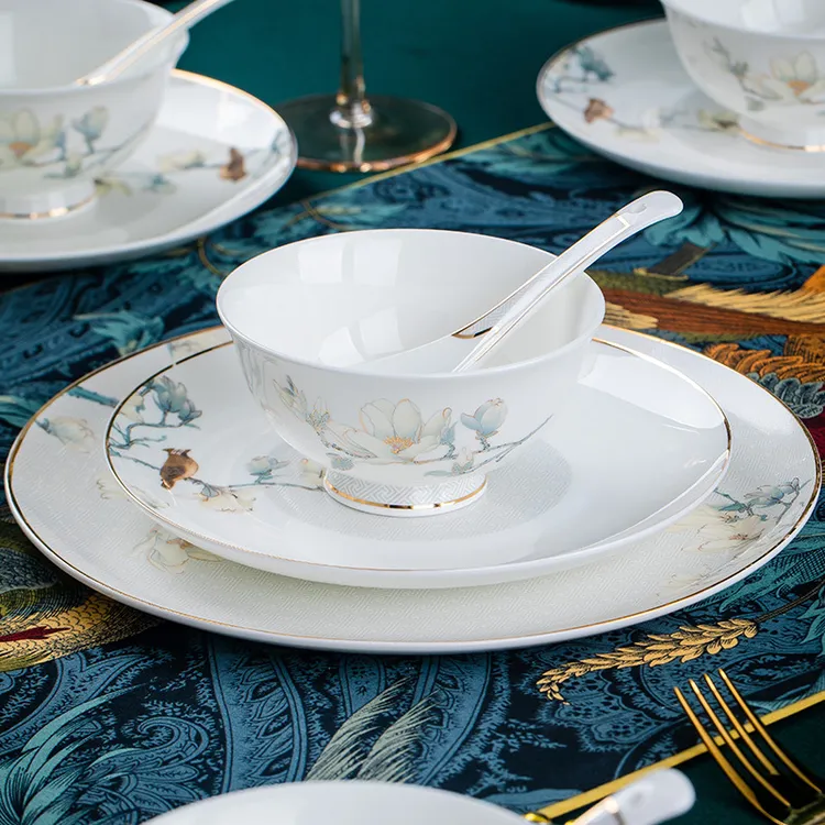 【源头工厂】高档餐具套装碗盘家用骨瓷碗碟套装全套组合碗筷礼品