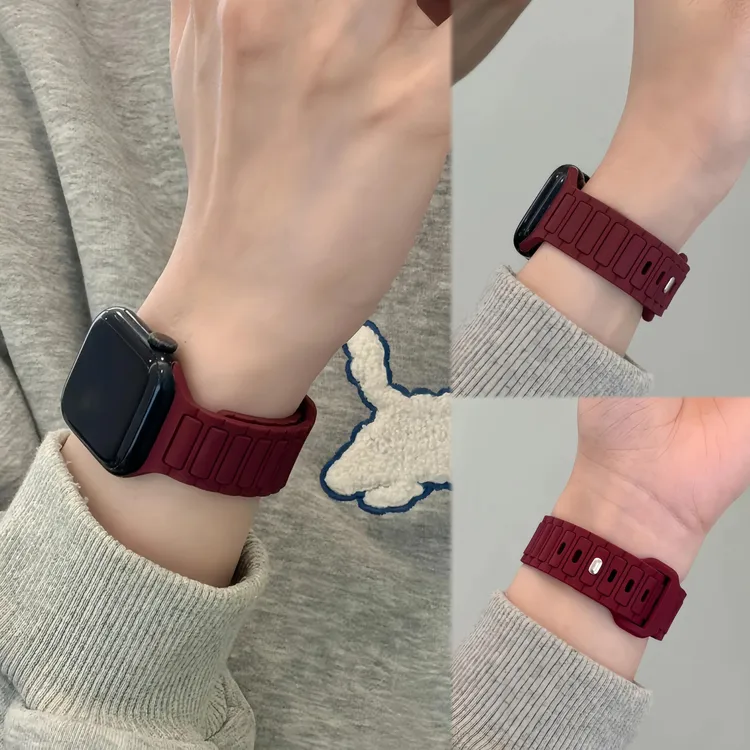 张婧仪同款液态硅胶三株钉扣表带适用苹果S10手表applewatchs98SE