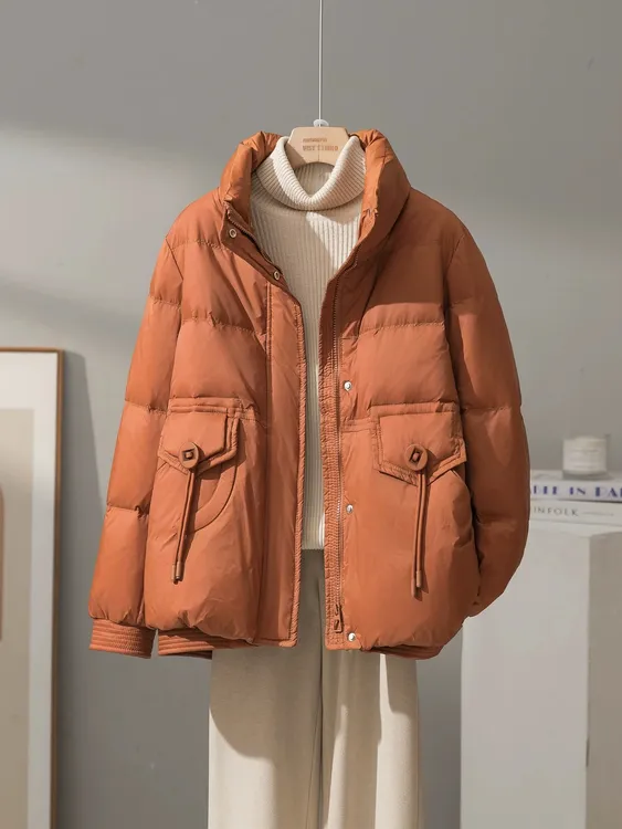 【大扣子】2025新款立领羽绒服女常规款轻暖锁温宽松时尚通勤百搭