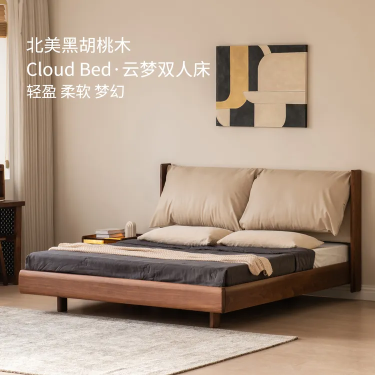 实木床简约现代主卧新款1.5米家用单人床出租房用1.8储物双人床架