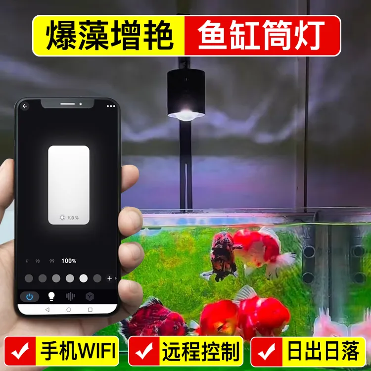 创乐季100W增艳爆藻筒灯可调亮度定时日出日落水草溪流缸兰寿泰狮