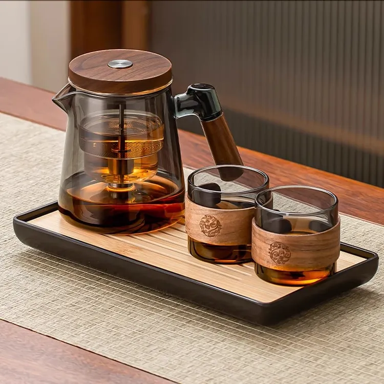 飘逸杯玻璃泡茶壶家用一人饮茶水分离按压式一键过滤茶杯茶具套装