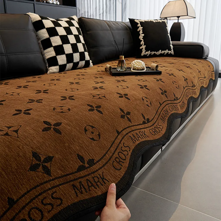 路易世家四季通用沙发垫新款高级感固定防滑直排坐垫子异形盖布