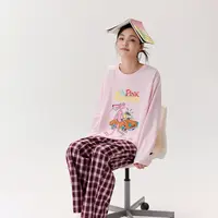 【千颂妮专享】亲嘴猫粉红豹莫代尔棉少女睡衣家居服套装春秋C53363