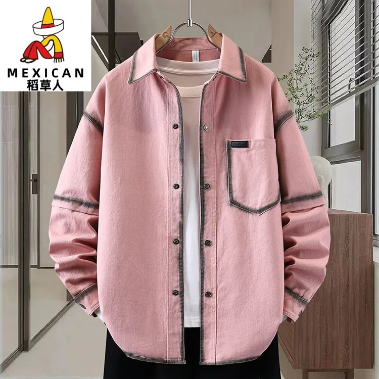 稻草人2025年春季新款牛仔外套男士潮流长袖休闲百搭宽松时尚男装