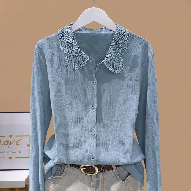 外贸出口日本一线大牌原单尾货日系宽松衬衫女夏显瘦提花上衣