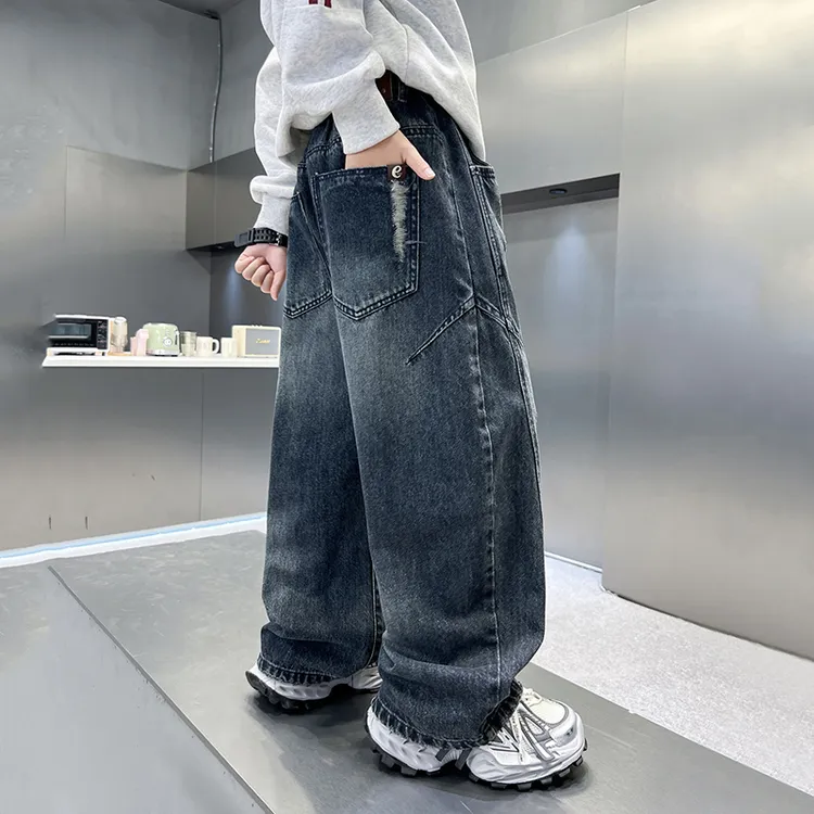 男童牛仔裤子秋季12岁百搭12-15岁初中生男装青少年儿童服装男童