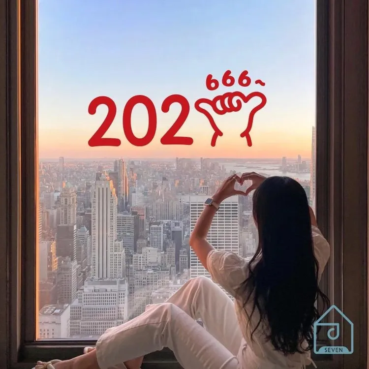 2026手势666可爱新年贴纸元旦装饰女装店铺自拍镜子布置橱窗贴DDX