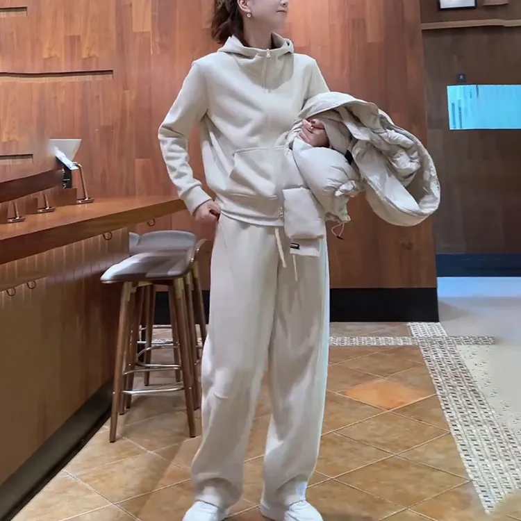 慵懒风休闲运动套装女2025秋季新款时尚洋气连帽卫衣阔腿裤两件套