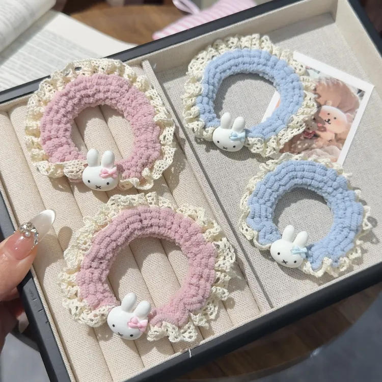 可爱蝴蝶结米菲兔发圈毛绒花边小肠圈ins少女高颜值甜美马尾发绳