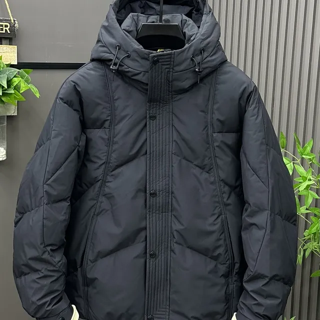 秋水伊人冬季新款白鸭绒连帽羽绒服男潮流美式宽松品质羽绒外套保