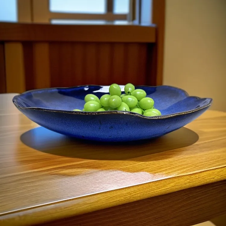 新款优雅独特的蓝色陶瓷果盘提升家居装饰蓝色盘子创意菜盘辣3737