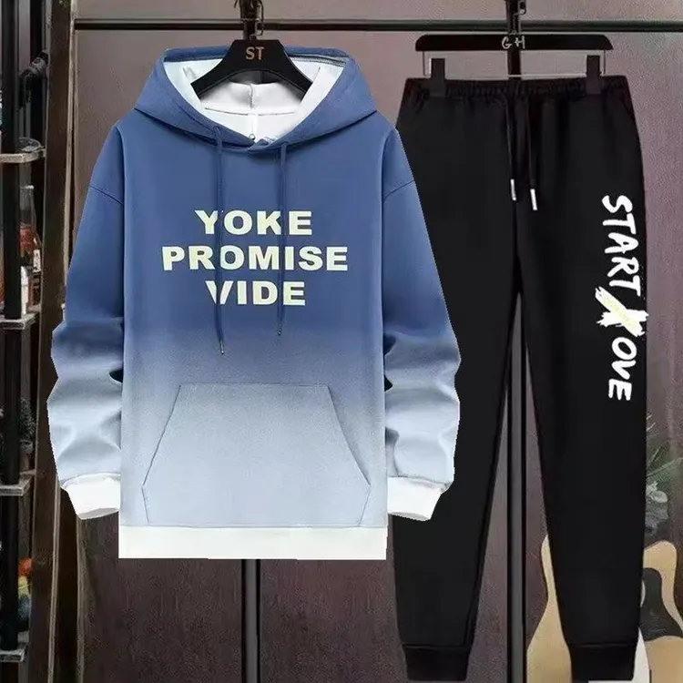 春秋季男孩卫衣套装青少年长袖帽衫初中学生大童运动休闲两件套潮