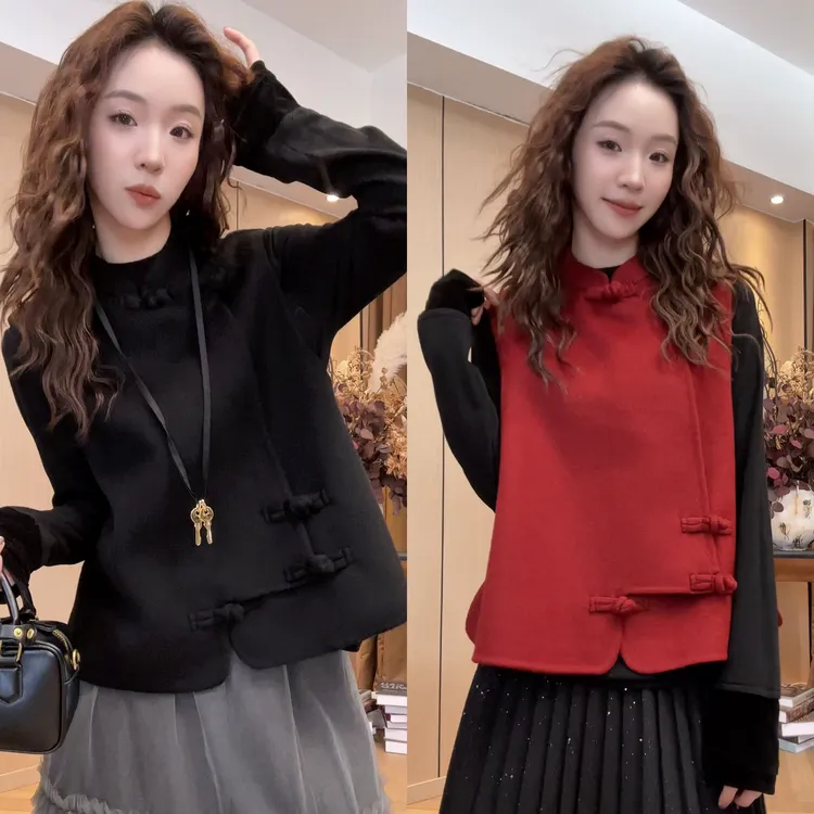 小静静一会【盘扣羊毛马甲】2025冬季新款无袖毛呢马甲 2512C9350