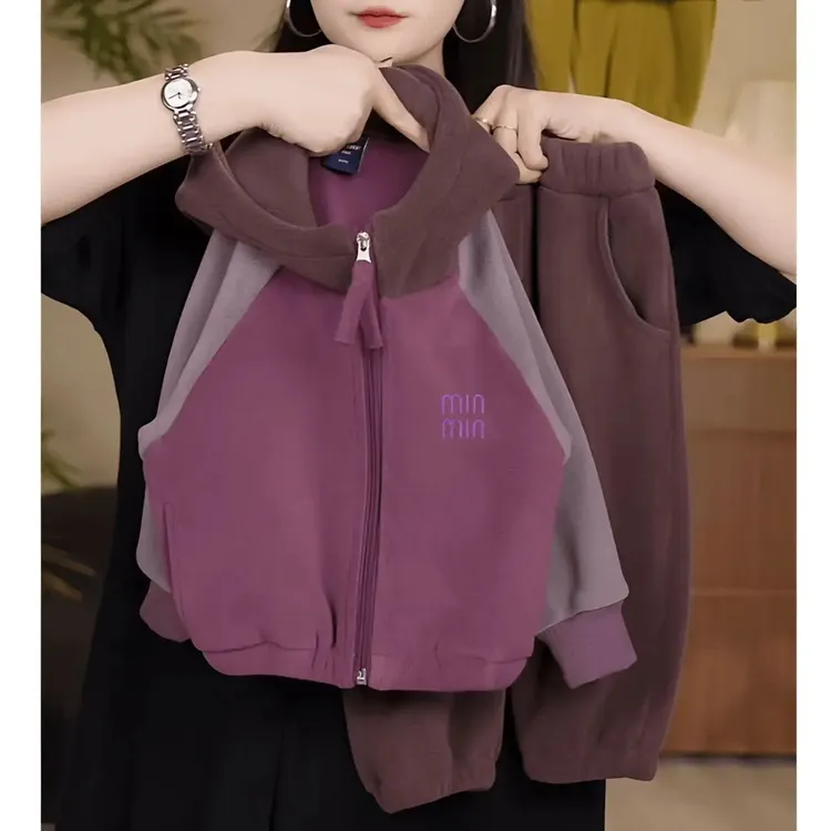 儿童加绒套装2025秋冬新款男童韩版男孩休闲宽松长裤双面绒两件套