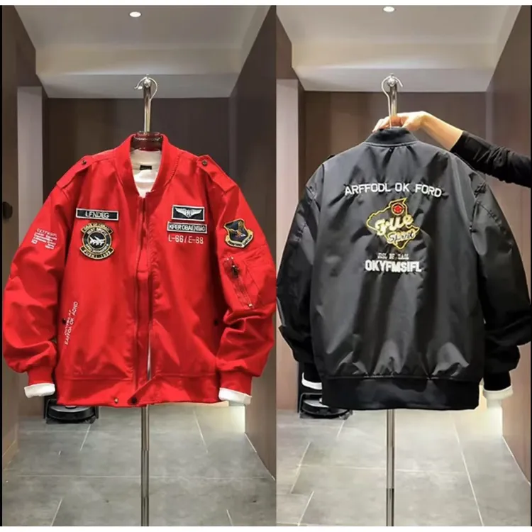美式潮牌飞行夹克男2025春秋款复古刺绣棒球服情侣款百搭宽松外套