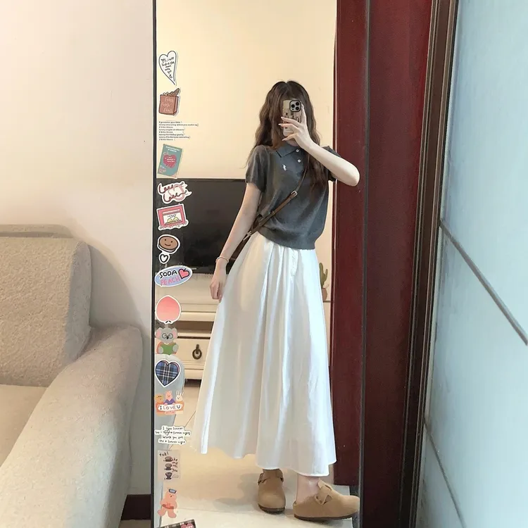 夏装搭配一整套时尚洋气法式复古衬衫盐系穿搭小个子活泼减龄套装