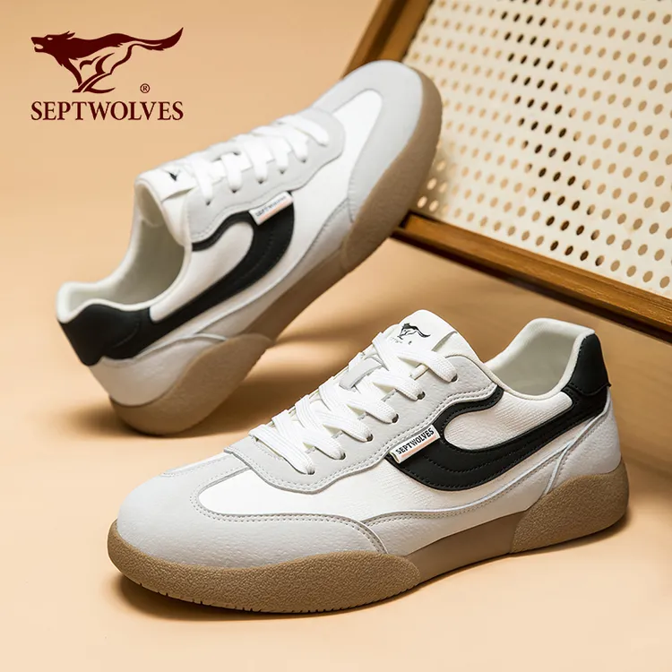 七匹狼春季新款拼色低帮薄款系带圆头时尚休闲鞋休闲潮鞋潮流百搭