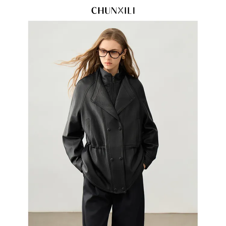 CHUNXILI/春熙里 时尚气质设计感皮衣外套DC0W53046