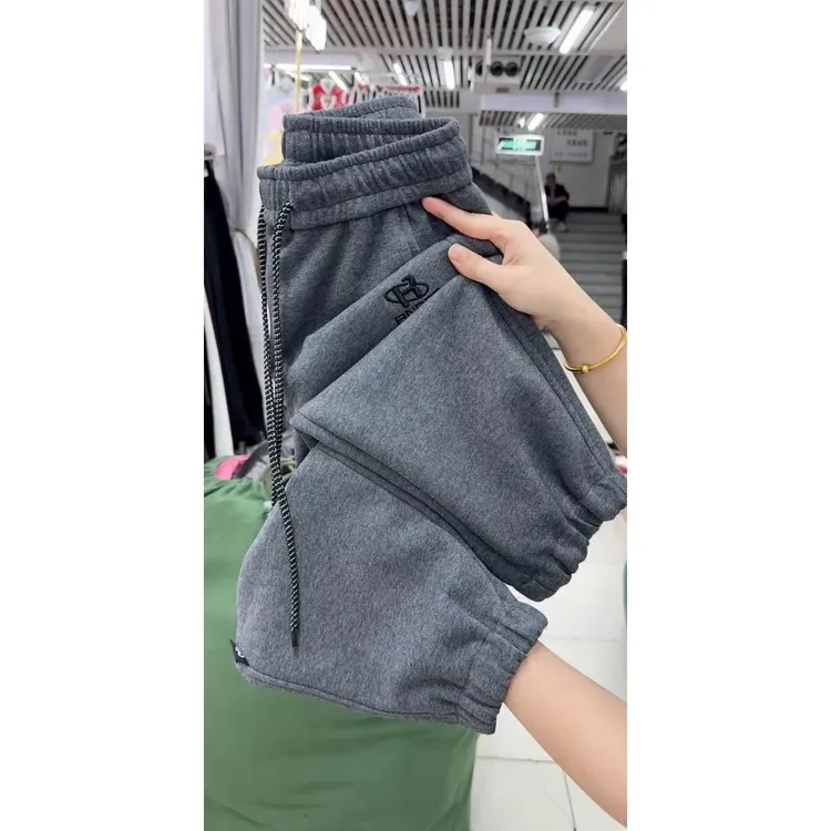 氛围感拉满～韩版高腰显瘦裤宽松百搭秋冬加厚保暖束脚休闲裤加绒