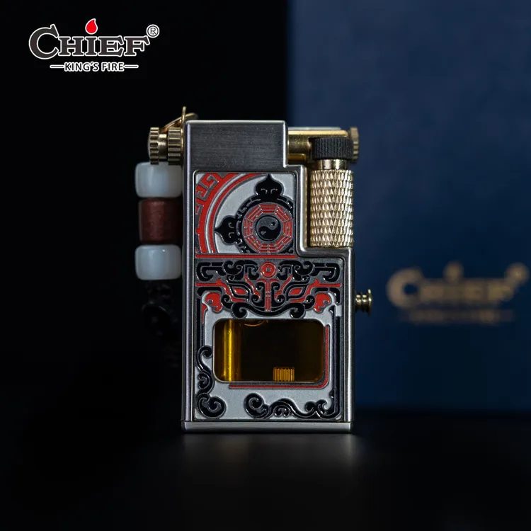 CHIEF/首领小钢炮升级版饕餮吞财创意抬臂侧滑透明油仓煤油打火机商品图