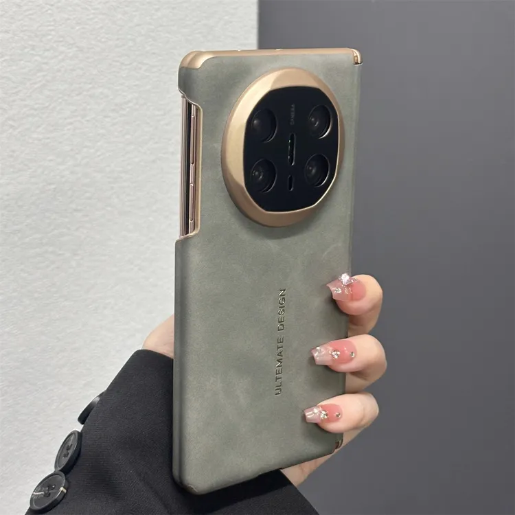 适用华为matex6手机壳双中轴保护x5羊巴皮高档素皮保护壳