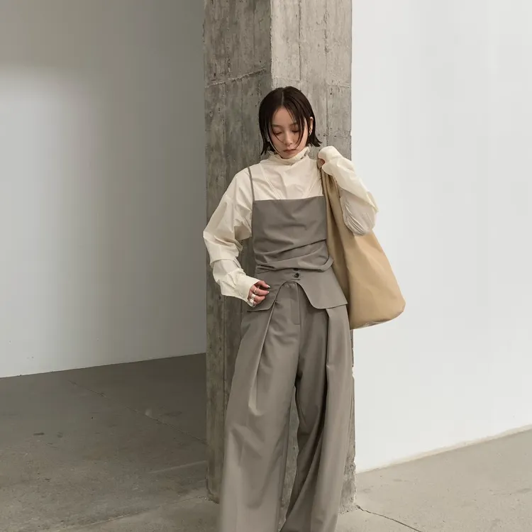 waitmore2025早秋新款韩系简约百搭显瘦吊带背心裤子