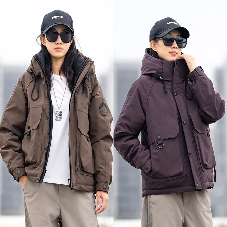 12166男连帽加厚羽绒服设计师工装户外大口袋青年上衣外套羽绒服