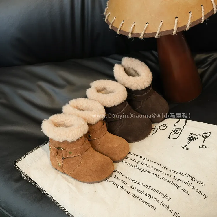 宝宝学步鞋勃肯中筒靴冬季防滑时尚小童鞋子女童婴幼儿软底复古鞋