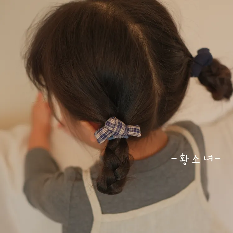 黄小妞学院风格纹蝴蝶结发圈女少女感氛围扭结甜美发马尾头绳