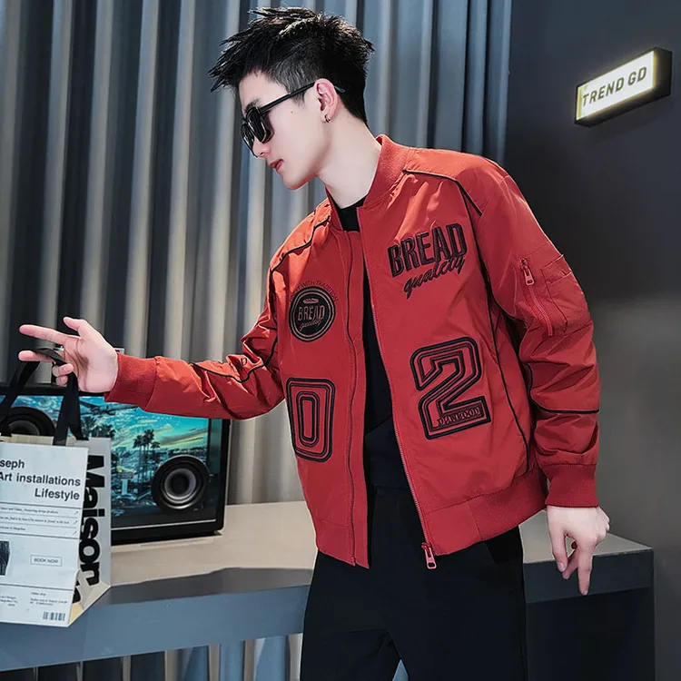 春秋季高级感刺绣夹克男新款潮牌褂子休闲棒球服男装上衣痞帅外套
