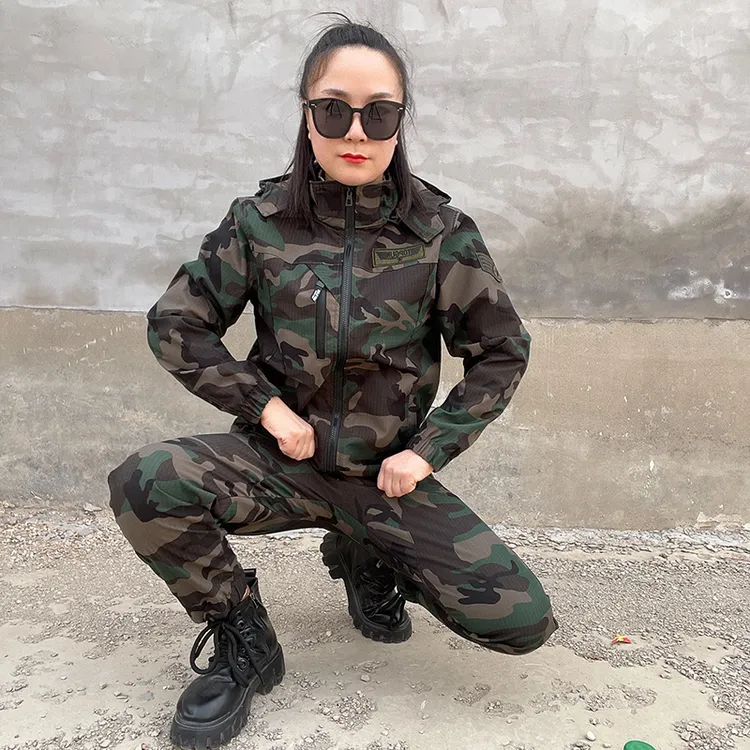 春季新款迷彩服套装男防撕裂结实耐磨耐穿加裆工地工厂劳保工作服