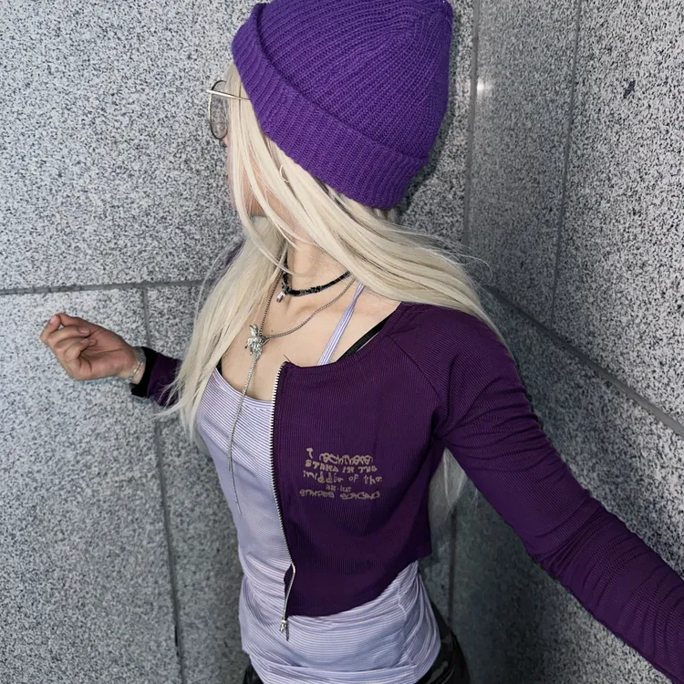 Nine-Two Studio美式条纹吊带短款拉链两件套女y2k高街修身长袖