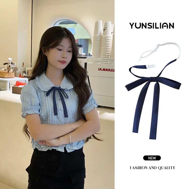 免打纯色JK细领绳衬衫学院风制服领花小长柄配饰水手服蝴蝶结领结
