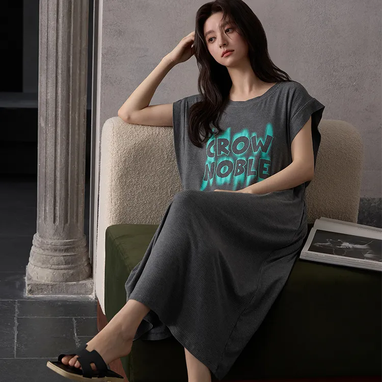 带胸垫夏季新款莫代尔睡裙女款无袖背心长裙可外穿简约家居服睡裙