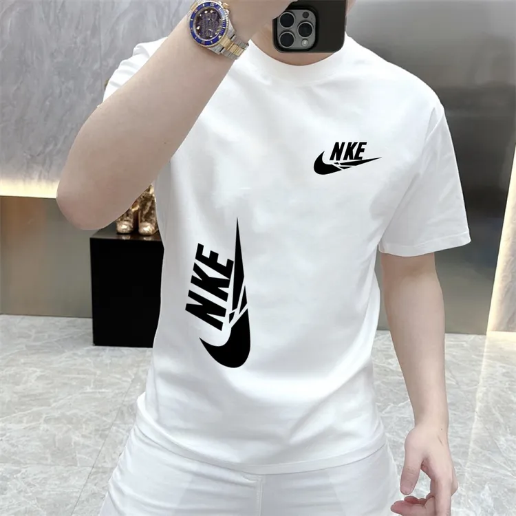 NK新款男士修身百搭短袖美式痞帅纯棉圆领T恤潮流时尚上衣