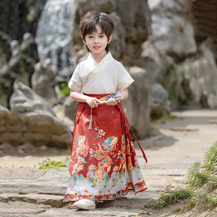 男童汉服儿童马面裙夏季国风新款唐装中式男孩国学古装演出服套装