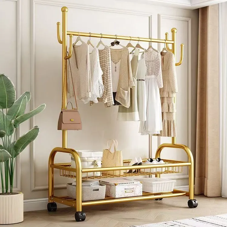 衣帽架卧室落地挂衣架家用床边折叠衣服户外置物架简易租房晾晒架