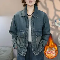CK9172蓝牛仔棉衣加绒加厚冬季新款棉服外套宽松时尚洋气