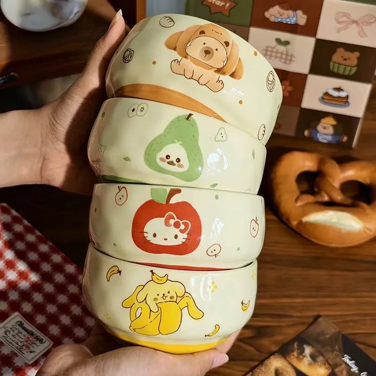 水果卡通ins餐具饭碗家用少女陶瓷甜品高颜值釉下彩好看可爱潮
