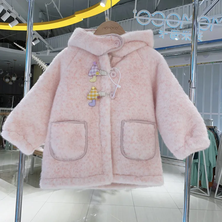 MOMOCO2025冬新款女童甜美可爱卡通动漫保暖连帽大衣77830138029