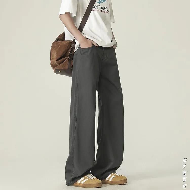 【新店推荐】夏季宽松长裤阔腿裤2025春季新款色布半款休闲裤男潮流