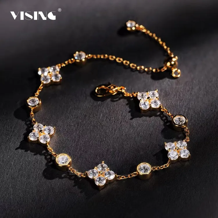 925银合成锆石手链 【福利】VISING珠宝超爆闪四叶草高碳钻手链